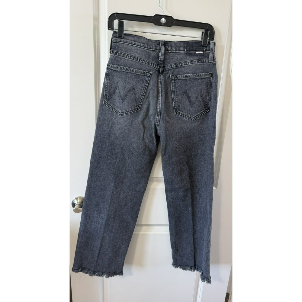 MOTHER The Rambler zip flood Ankle Jeans washed Black 27 $238 raw hem - Picture 2 of 7